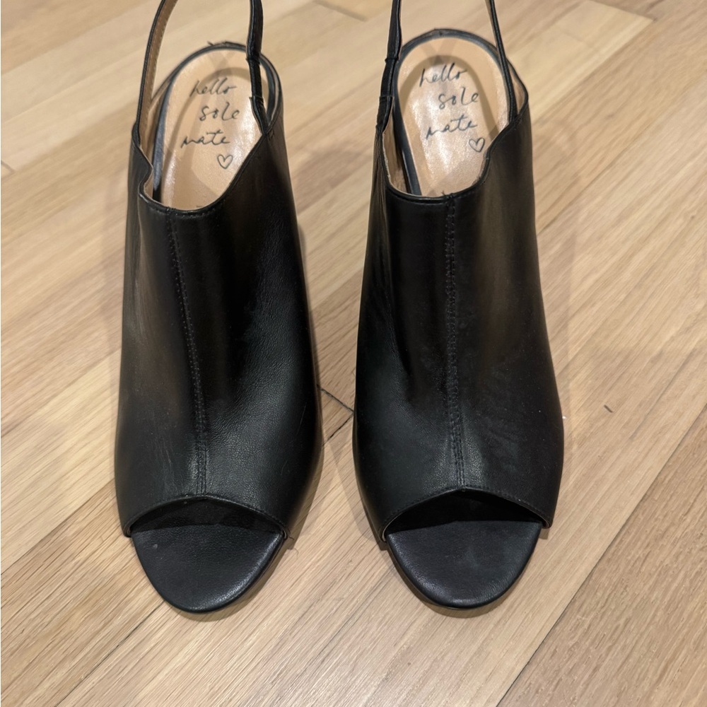 Banana Republic Black Open-Toe Slingback Heels